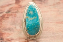Genuine Blue  Kingman Turquoise Nugget  Sterling Silver Navajo Ring